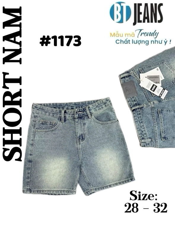 Quần short jeans xanh trơn không giãn cao cấp Ms 1173 - slide 1