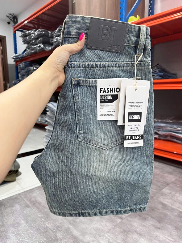 Quần short jeans xanh trơn không giãn cao cấp Ms 1173 - slide 6