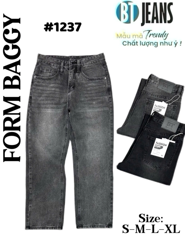 Quần jean nam cotton suông màu xám không giãn Ms 1237 - slide 1