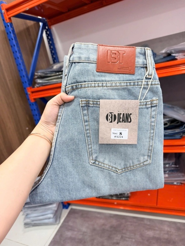 Quần jean nam cotton suông màu xanh không giãn Ms 1224 - slide 4