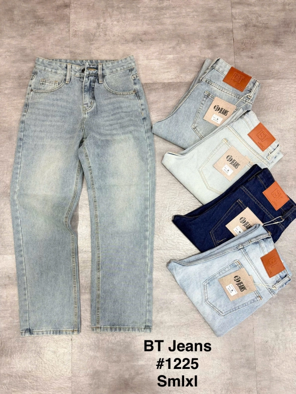 Quần jean nam cotton suông màu xanh không giãn Ms 1225 - slide 2