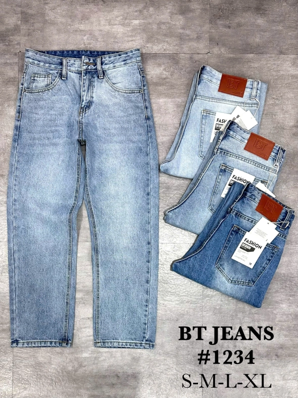 Quần jean nam cotton suông màu xanh không giãn Ms 1234 - slide 2