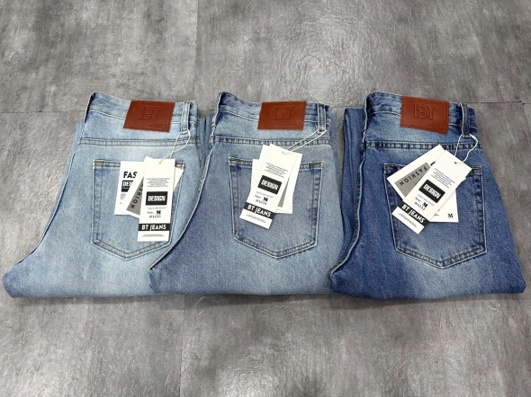 Quần jean nam cotton suông màu xanh không giãn Ms 1234 - slide 3