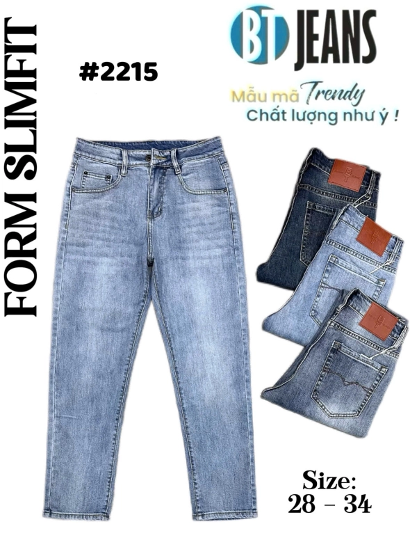 Quần jean nam form slimfit trơn xanh cao cấp Ms 2215 - slide 1