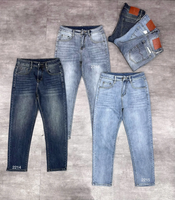 Quần jean nam form slimfit trơn xanh cao cấp Ms 2216 - slide 3