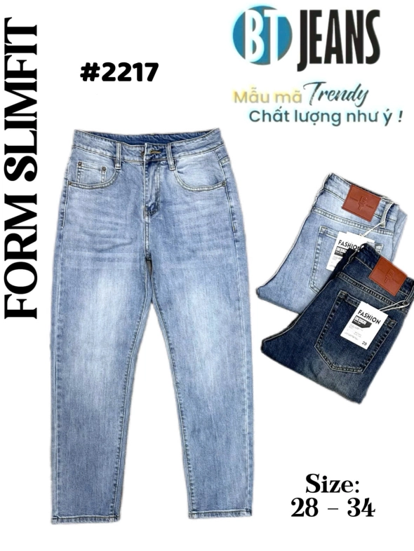 Quần jean nam form slimfit trơn xanh cao cấp Ms 2217 - slide 1