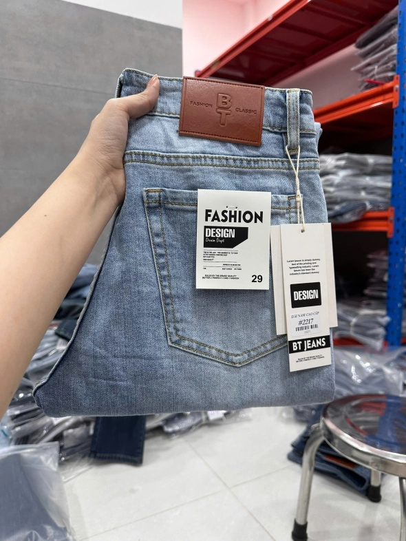 Quần jean nam form slimfit trơn xanh cao cấp Ms 2217 - slide 5