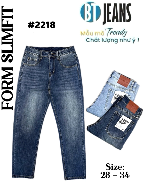 Quần jean nam form slimfit trơn xanh cao cấp Ms 2218 - slide 1