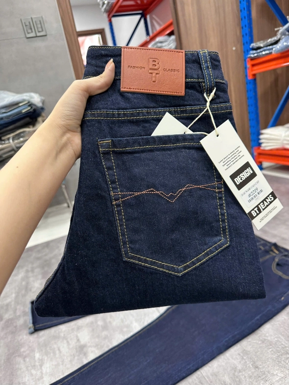 Quần jean nam form slimfit trơn xanh cao cấp Ms 2219 - slide 5