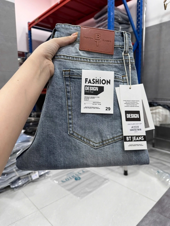 Quần jean nam form slimfit trơn xanh cao cấp Ms 2221 - slide 3