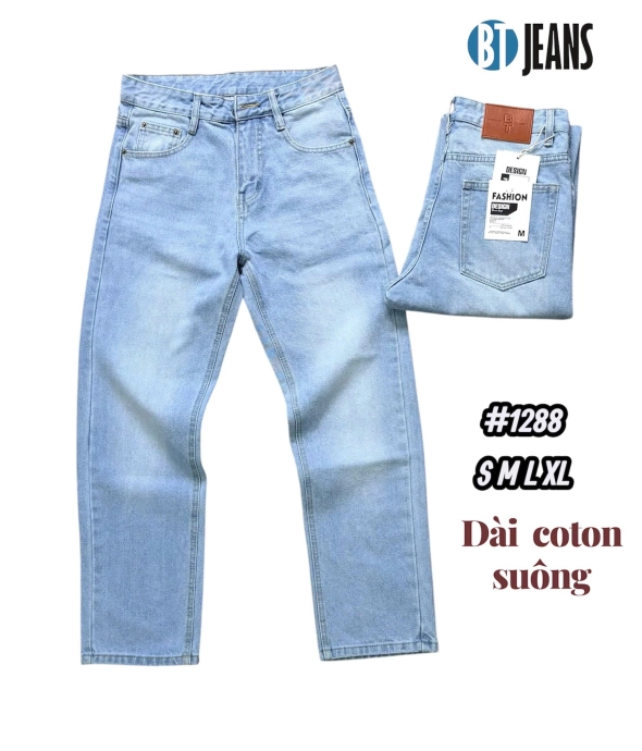 QUẦN JEAN DÀI COTTON SUÔNG XANH NHẠT MS 1288 - slide 1