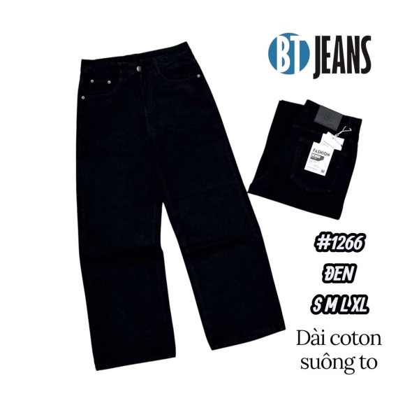 QUẦN JEAN NAM COTTON SUÔNG TO MÀU ĐEN KHÔNG GIÃN MS 1266 - slide 2