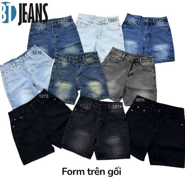 QUẦN SHORT JEAN NAM TRÊN GỐI MÀU ĐEN KHÓI WASH MS1274 - slide 2