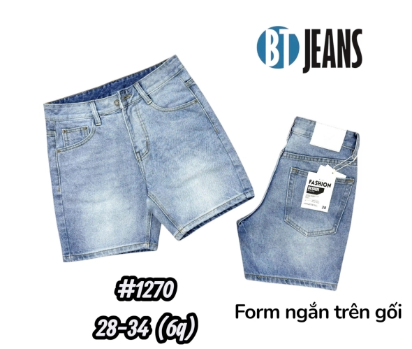 QUẦN SHORT JEAN NAM TRÊN GỐI MÀU XANH NHẠT WASH (Mã #1270) - slide 1