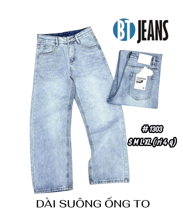 QUẦN JEAN DÀI COTTON SUÔNG ỐNG TO MÀU XANH WASH MS 1303 - slide 1