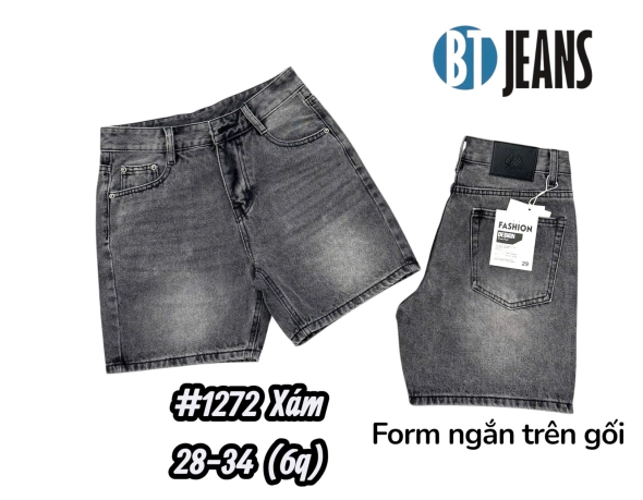 QUẦN SHORT JEAN NAM TRÊN GỐI MÀU XÁM KHÓI WASH.MS1272 - slide 1