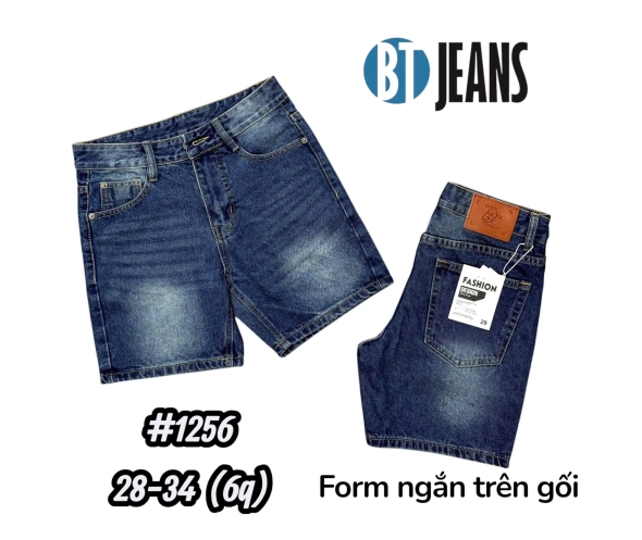 QUẦN SHORT JEAN NAM TRÊN GỐI MÀU XANH ĐẬM WASH CỔ ĐIỂN MS 1256 - slide 1