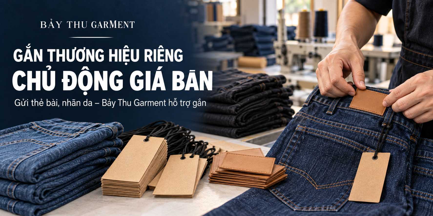 Mua sỉ quần jean gắn thương hiệu riêng cho shop - 1