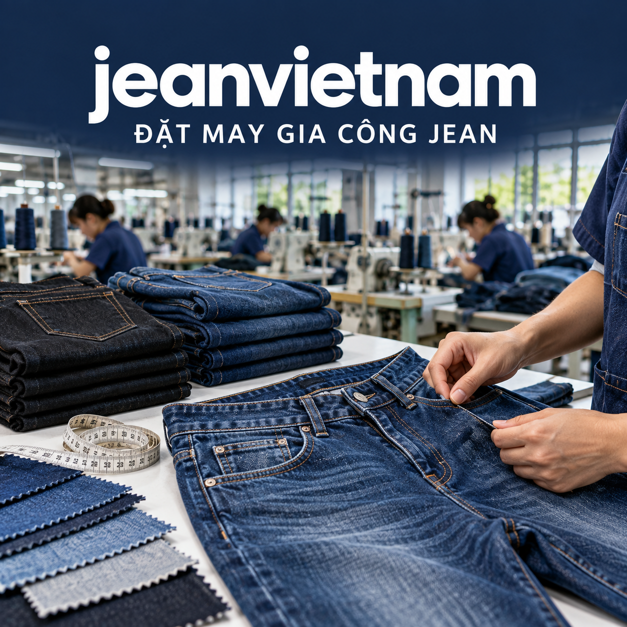 Mua sỉ quần jean gắn thương hiệu riêng cho shop