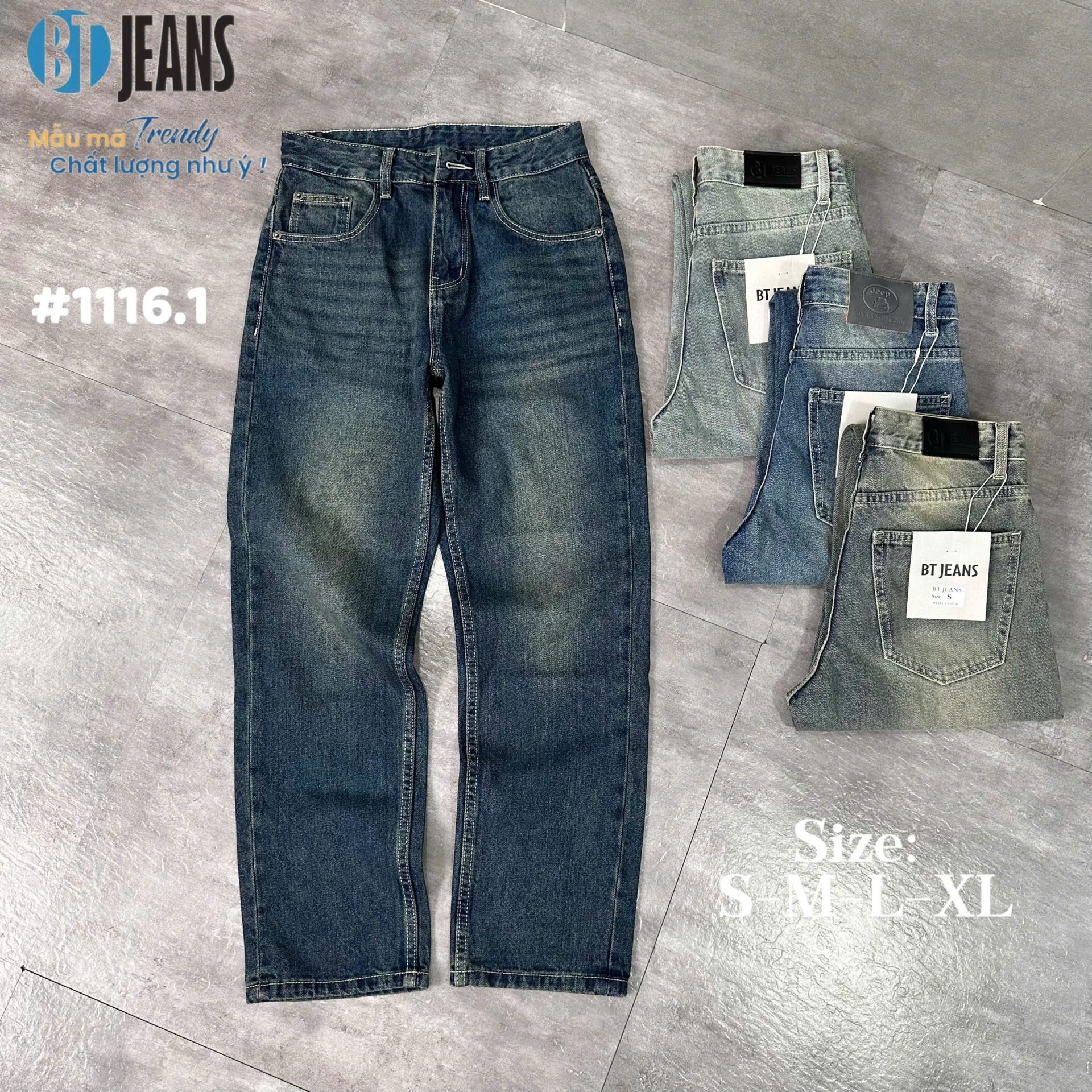 Quần jean nam cotton suông không giãn Ms 1116.1