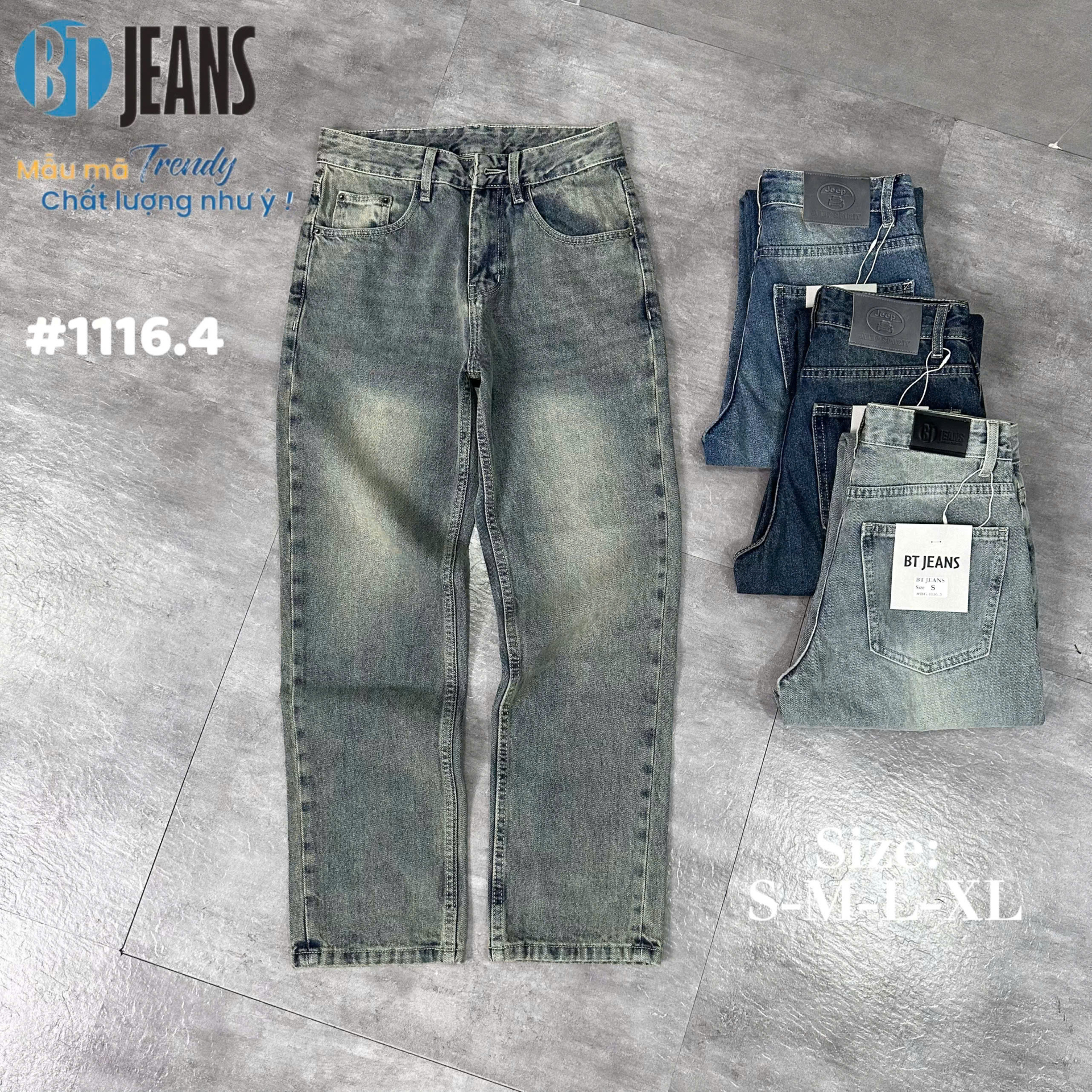 Quần jean nam cotton suông không giãn Ms 1116.4