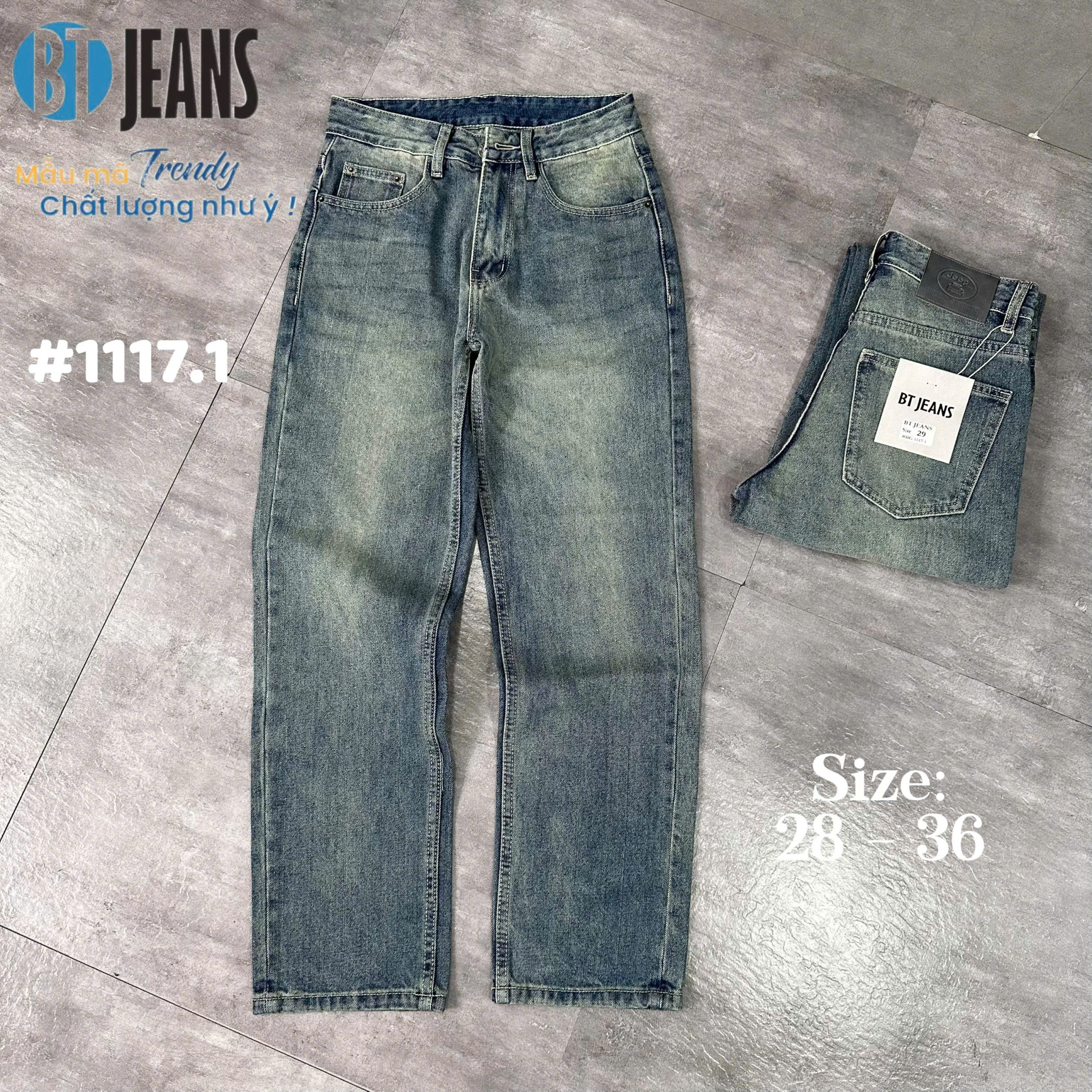 Quần jean nam cotton suông không giãn Ms 1117.1