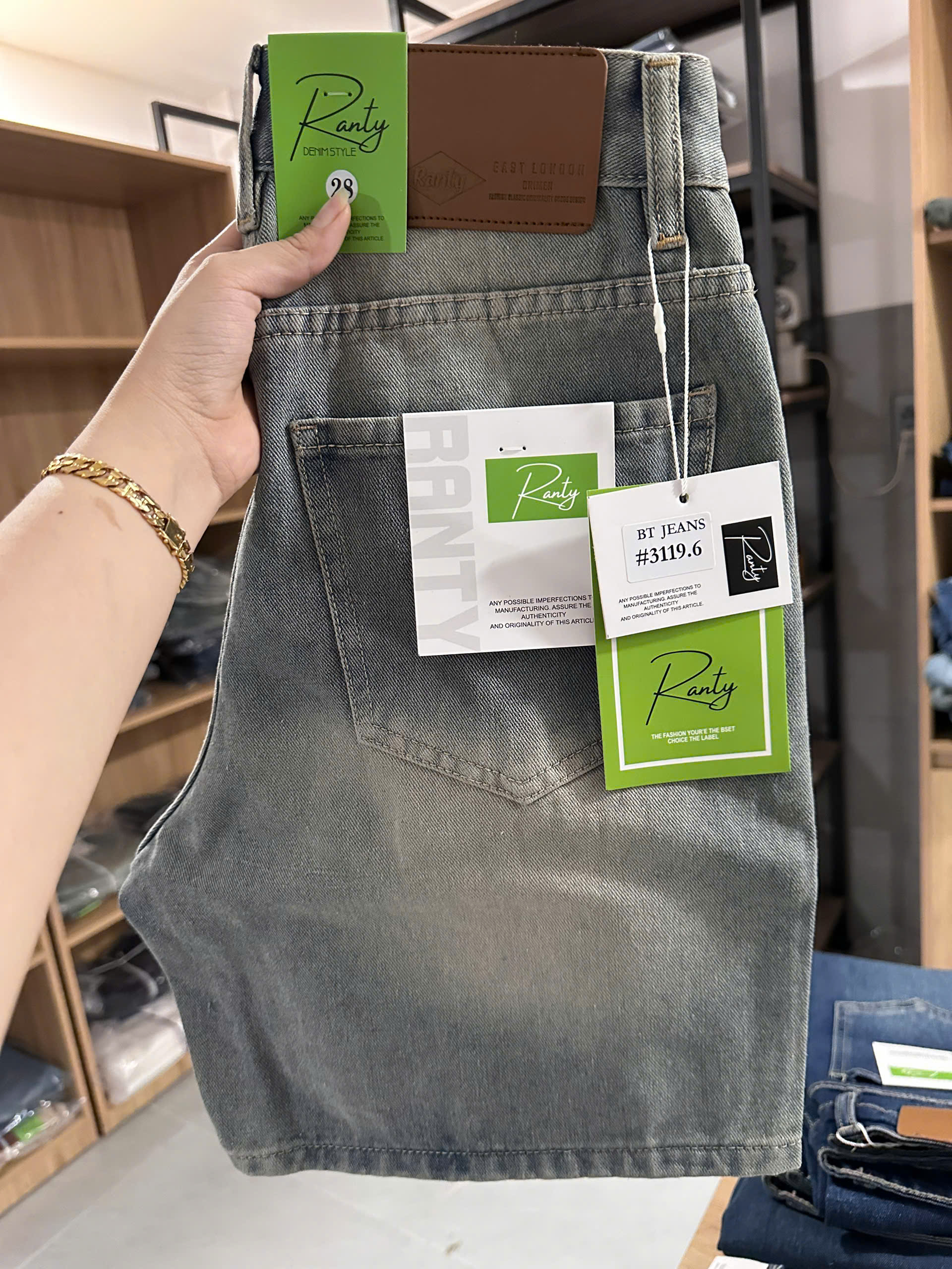 Quần short jeans trơn không giãn Ms 3119.6
