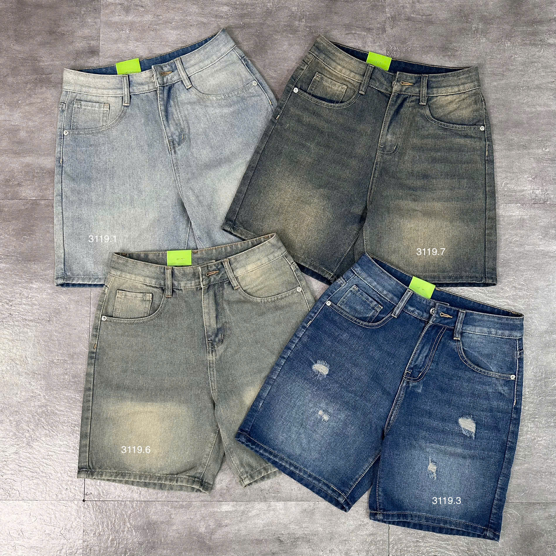 Quần short jeans trơn không giãn Ms 3119.6