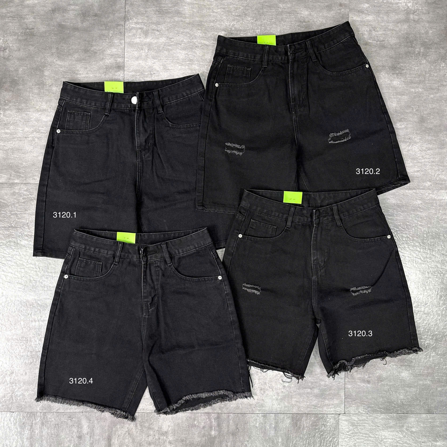 Quần short jeans trơn không giãn tua lai giá rẻ Ms 3120.4