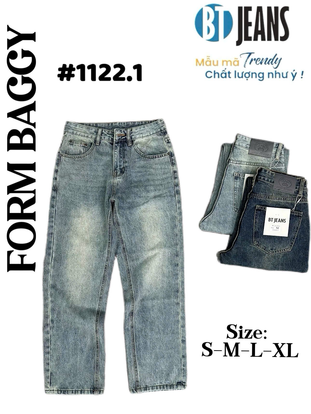 Quần jean nam cotton suông không giãn Ms 1122.1