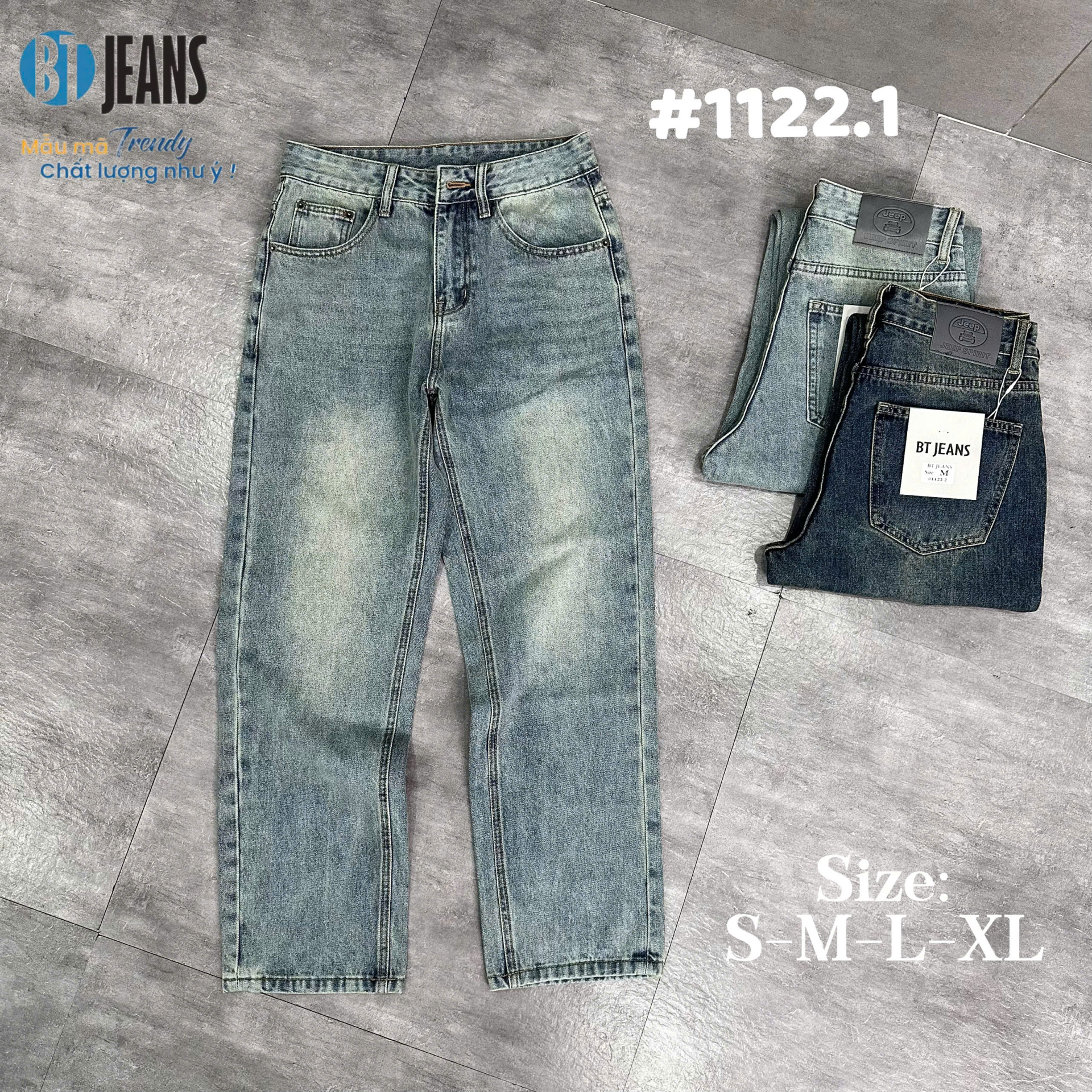 Quần jean nam cotton suông không giãn Ms 1122.1