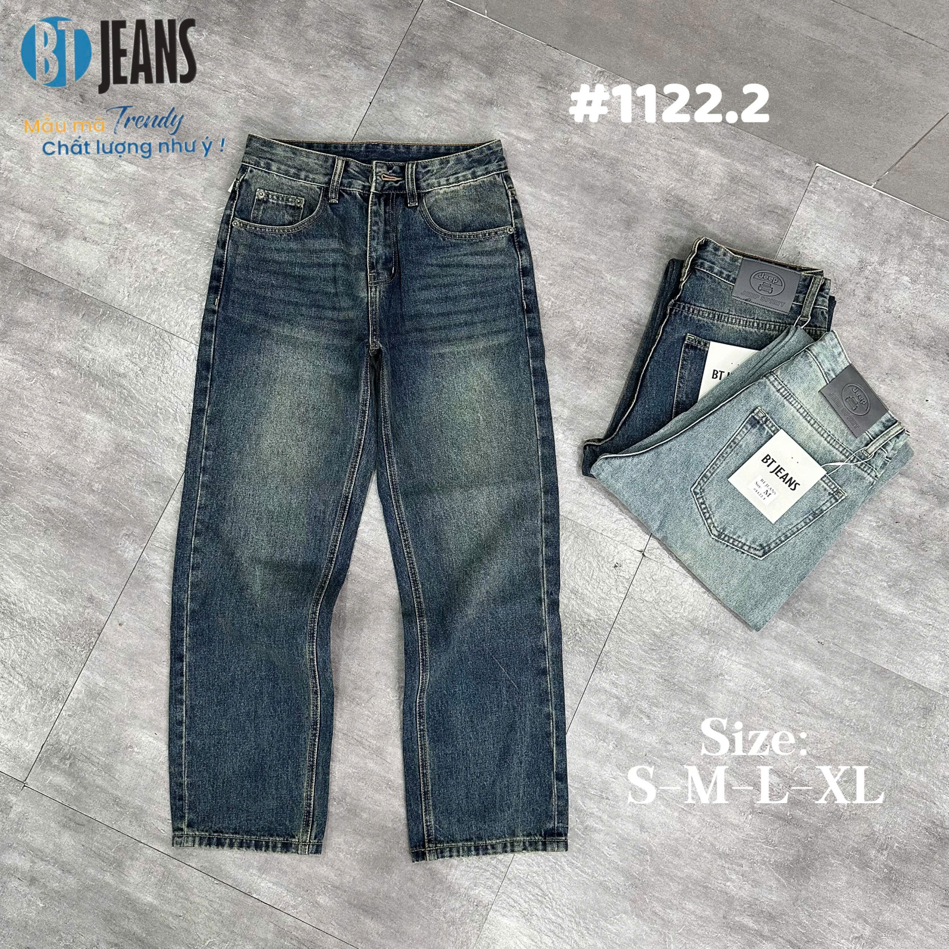 Quần jean nam cotton suông không giãn Ms 1122.2