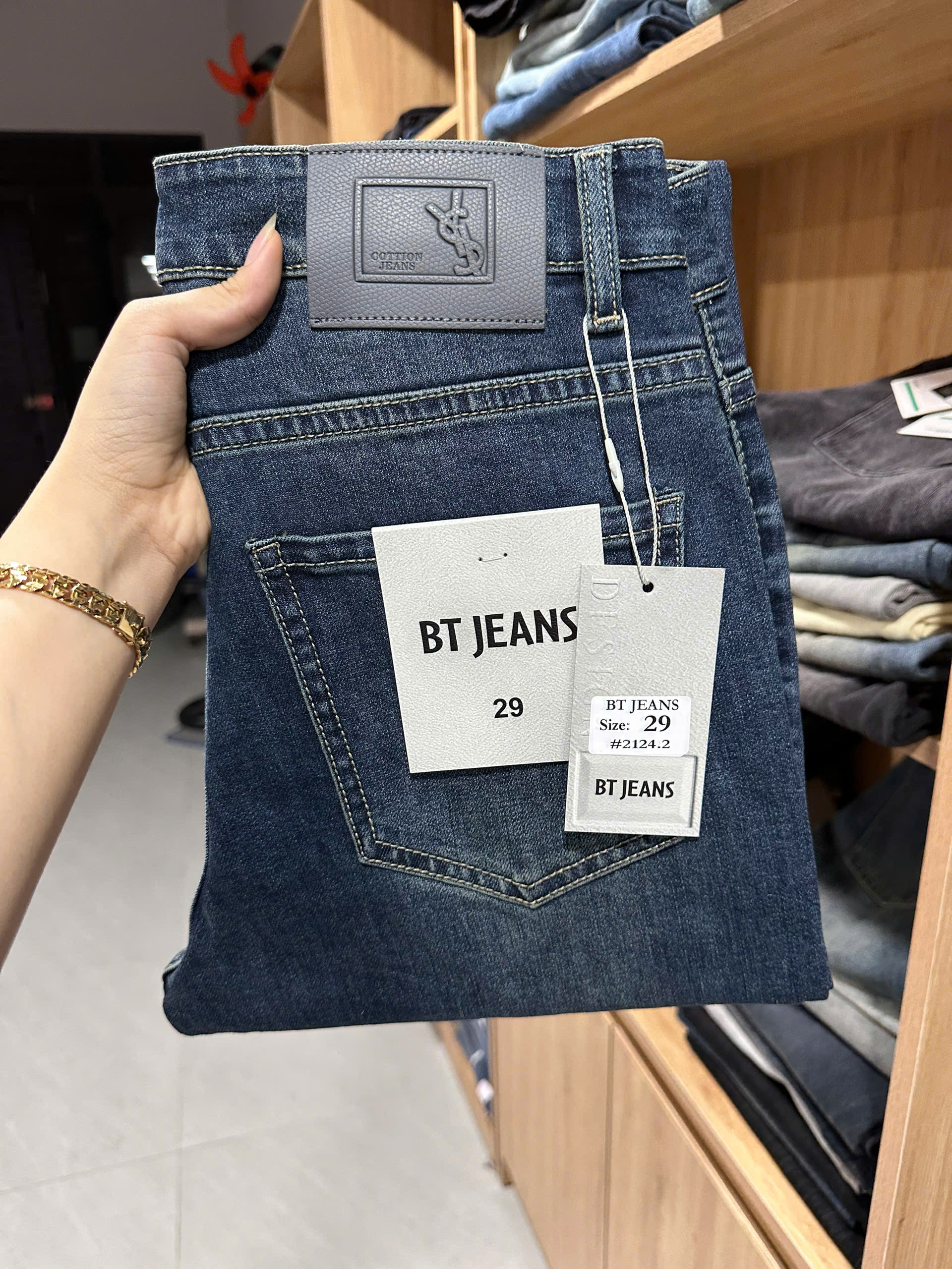 Quần jean nam trơn xanh cao cấp Ms 2124.2
