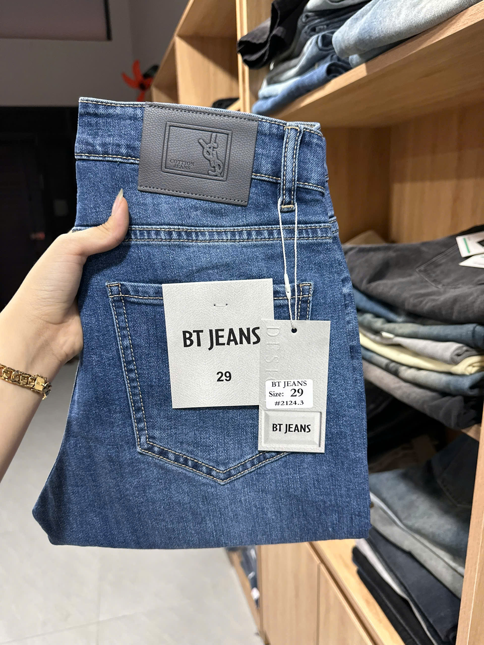 Quần jean nam trơn xanh cao cấp Ms 2124.3