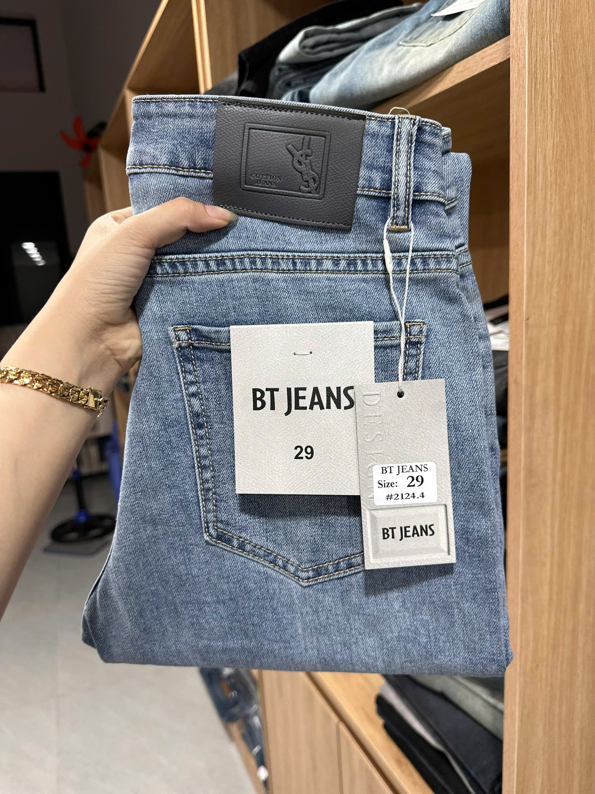 Quần jean nam trơn xanh cao cấp Ms 2124.4