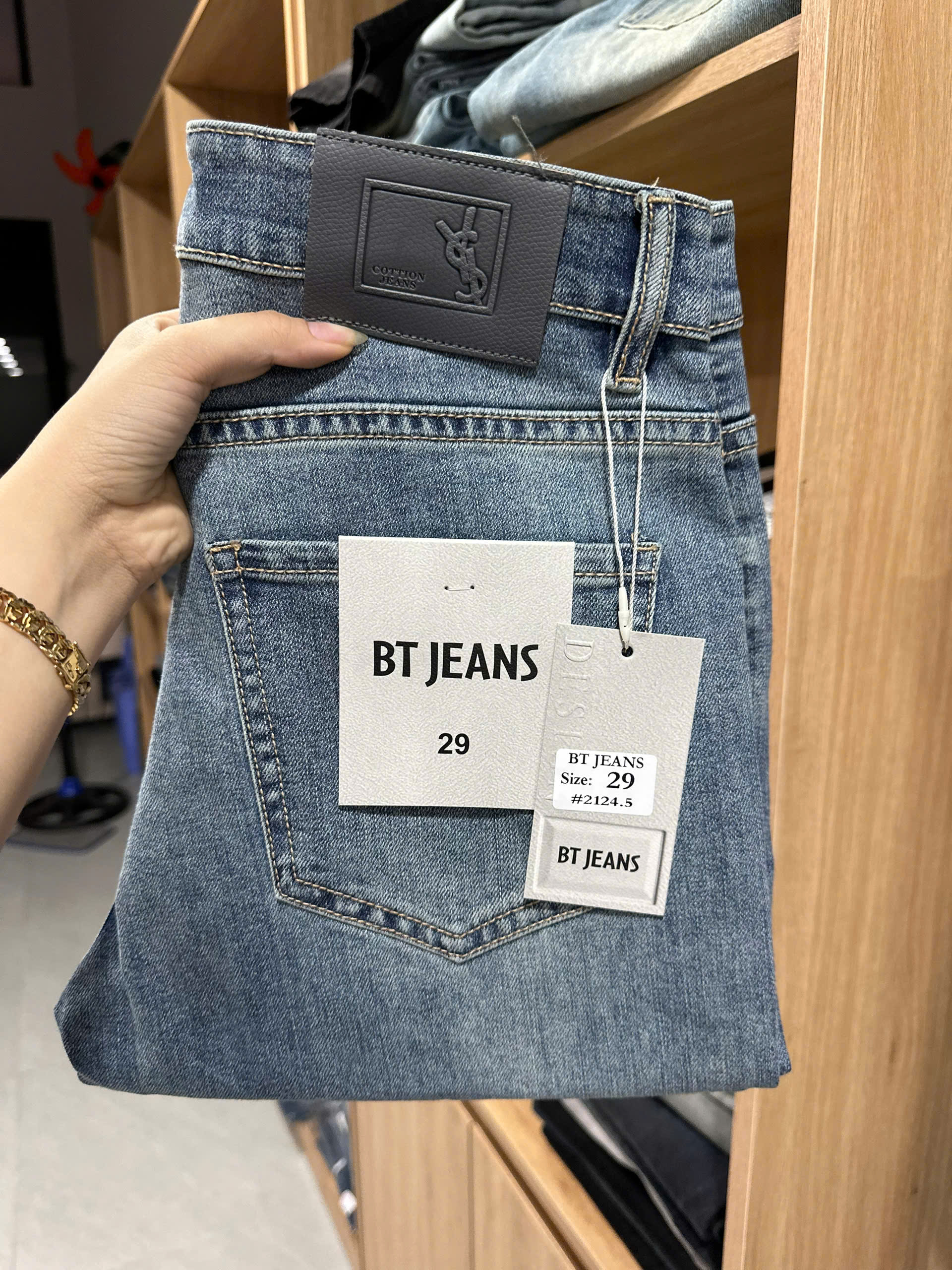 Quần jean nam trơn xanh cao cấp Ms 2124.5
