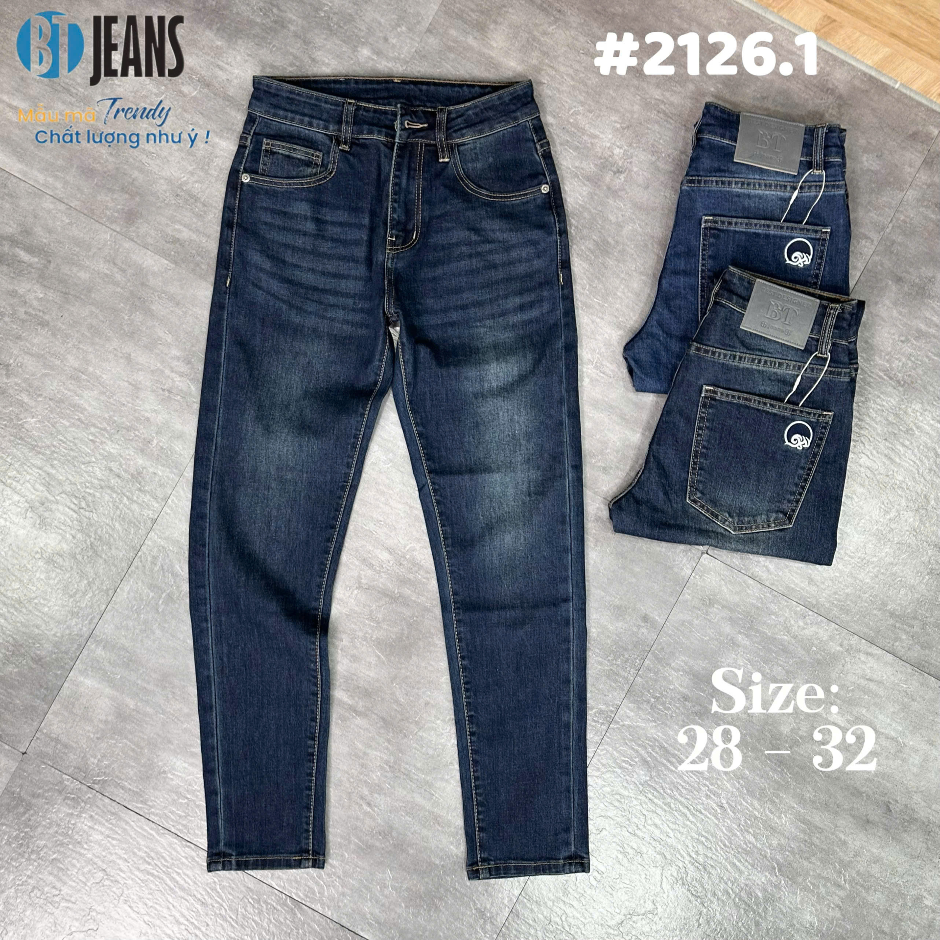 Quần jean nam trơn xanh cao cấp Ms 2126.1