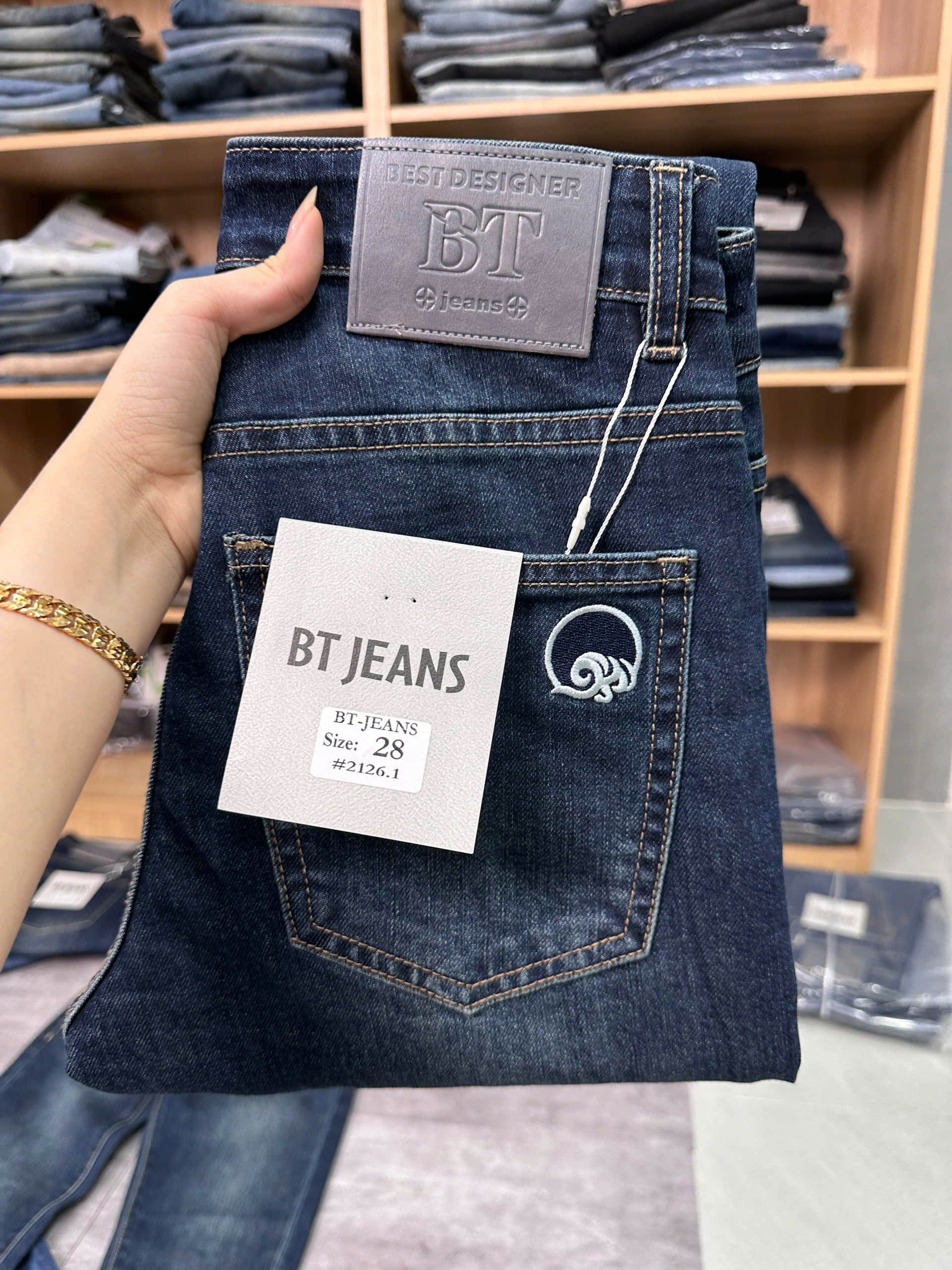 Quần jean nam trơn xanh cao cấp Ms 2126.1