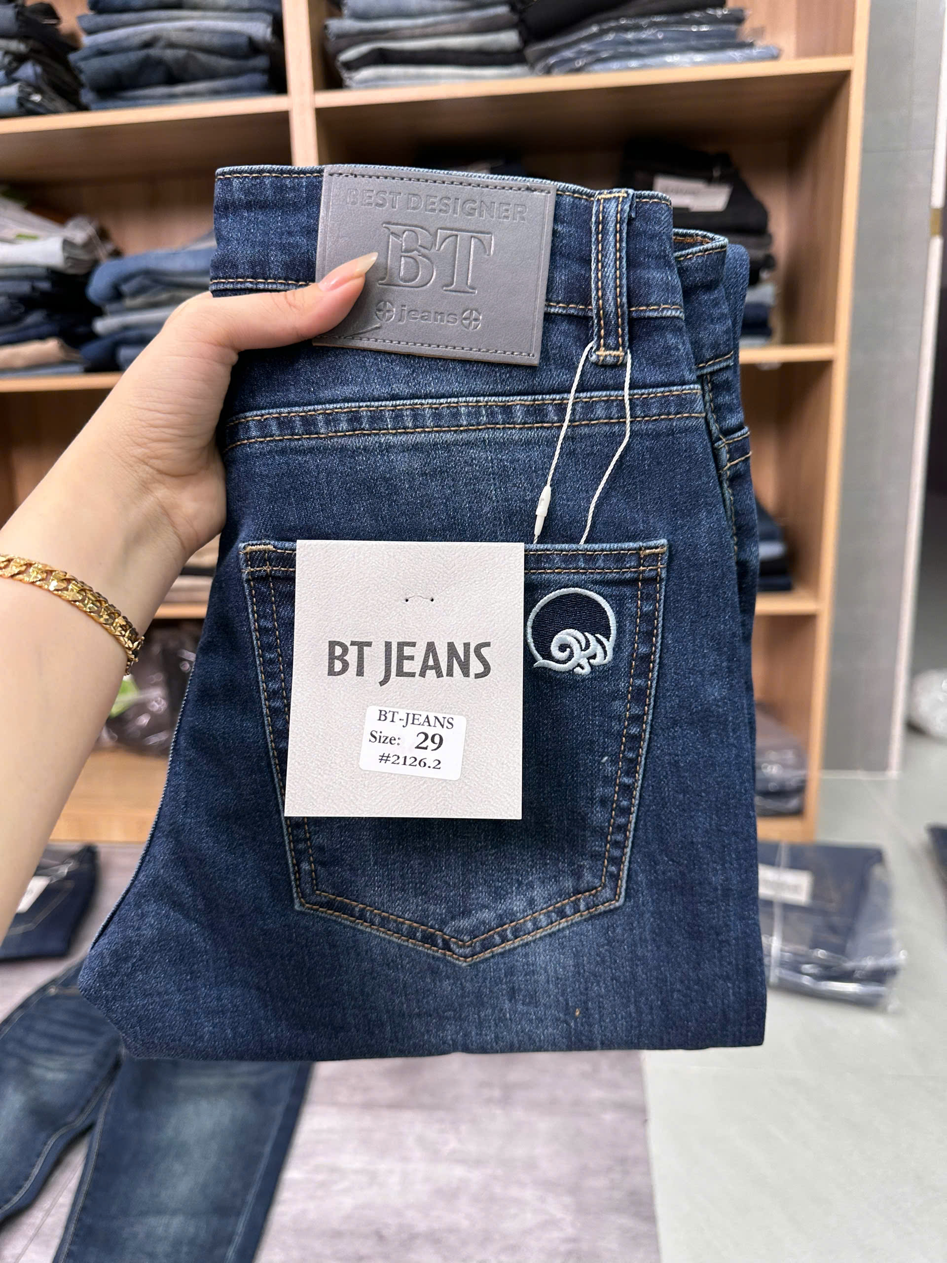 Quần jean nam trơn xanh cao cấp Ms 2126.2
