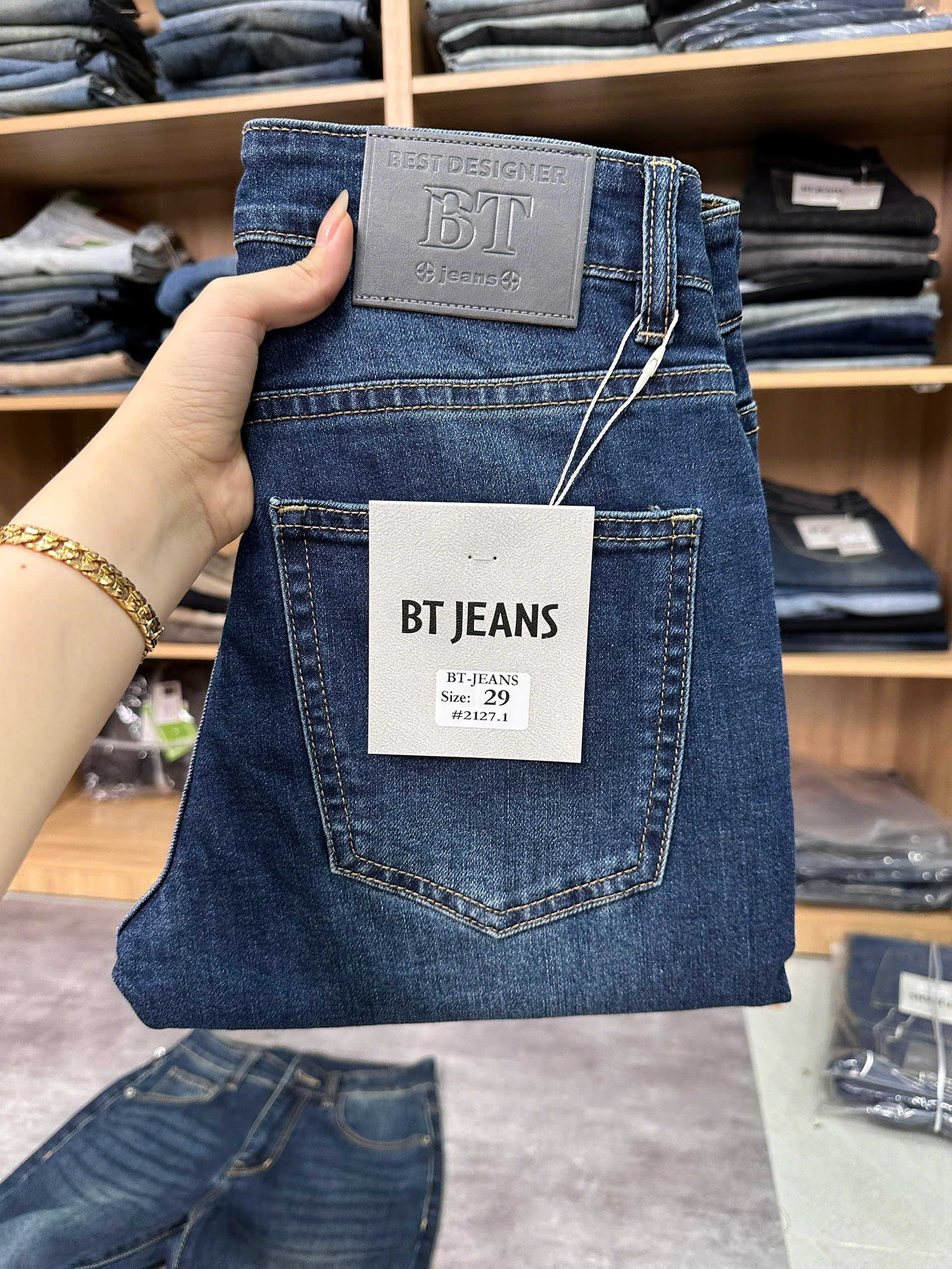 Quần jean nam trơn xanh cao cấp Ms 2127.1