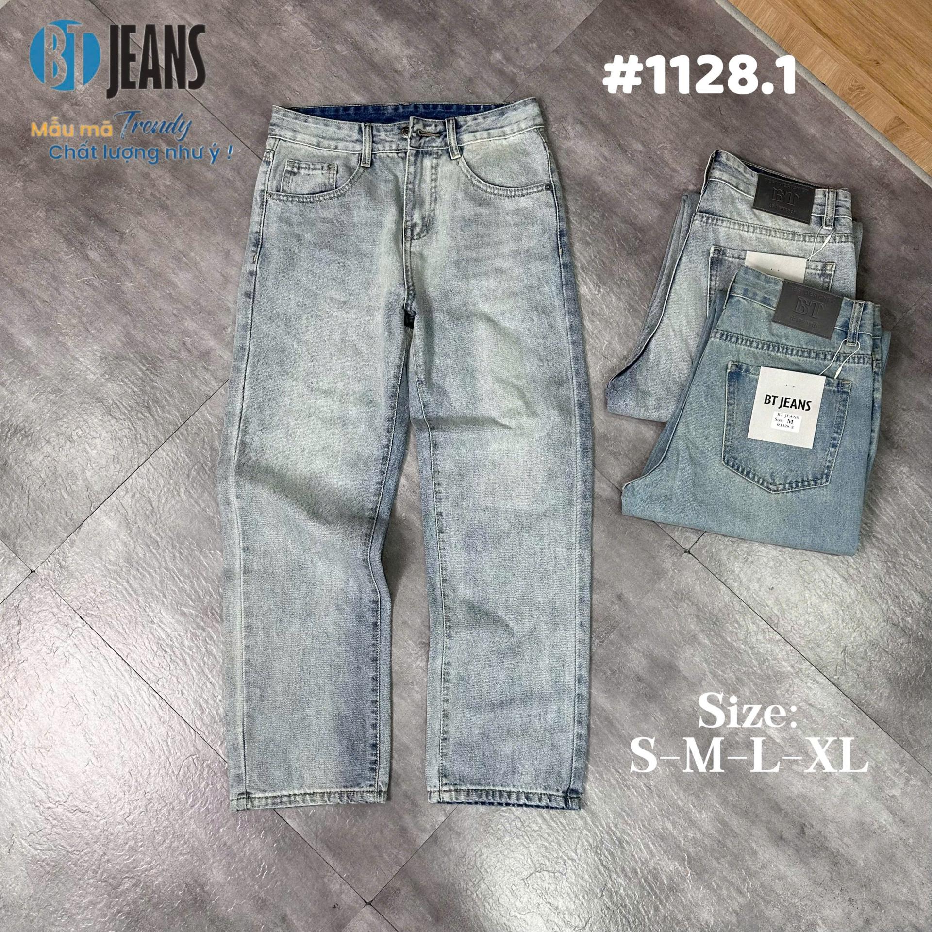 Quần jean nam cotton suông không giãn Ms 1128.1