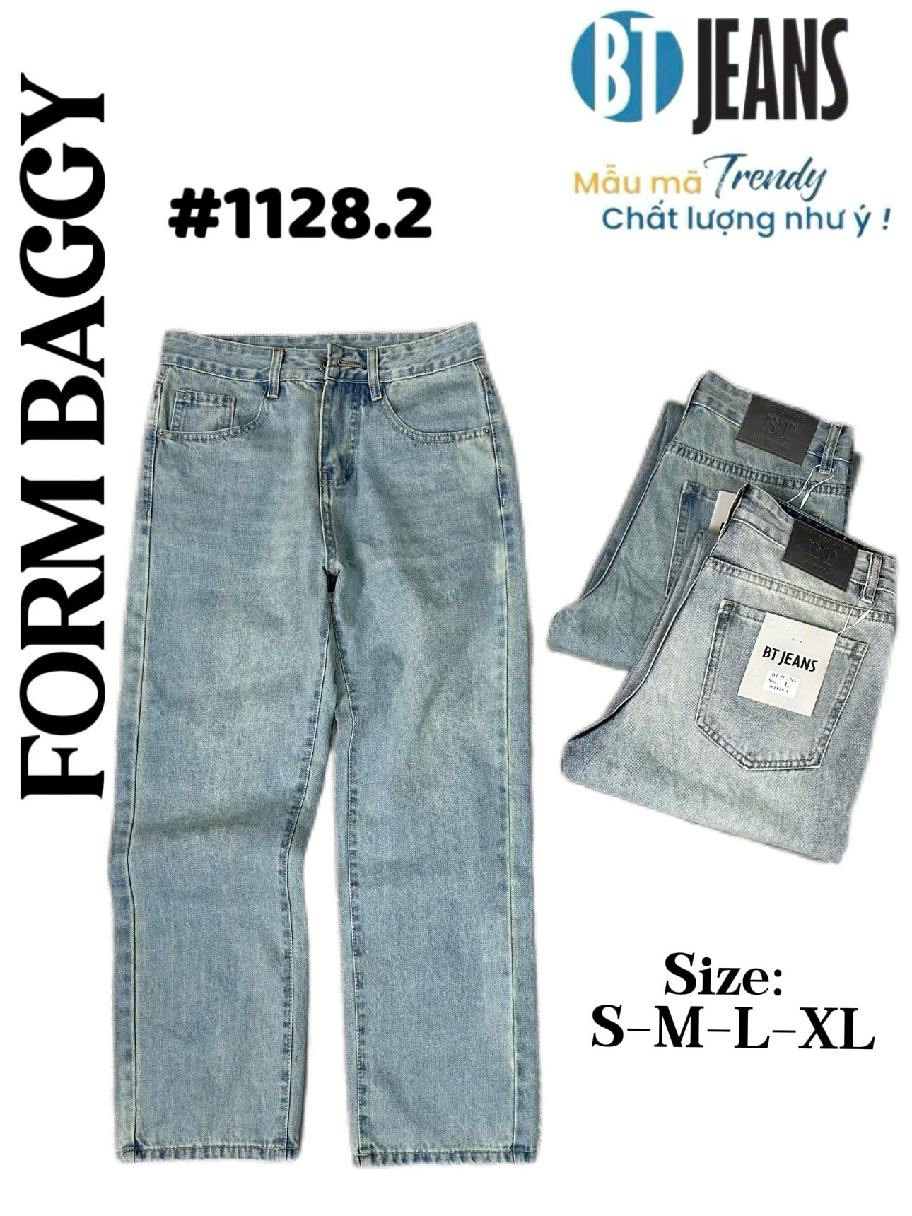 Quần jean nam cotton suông không giãn Ms 1128.2