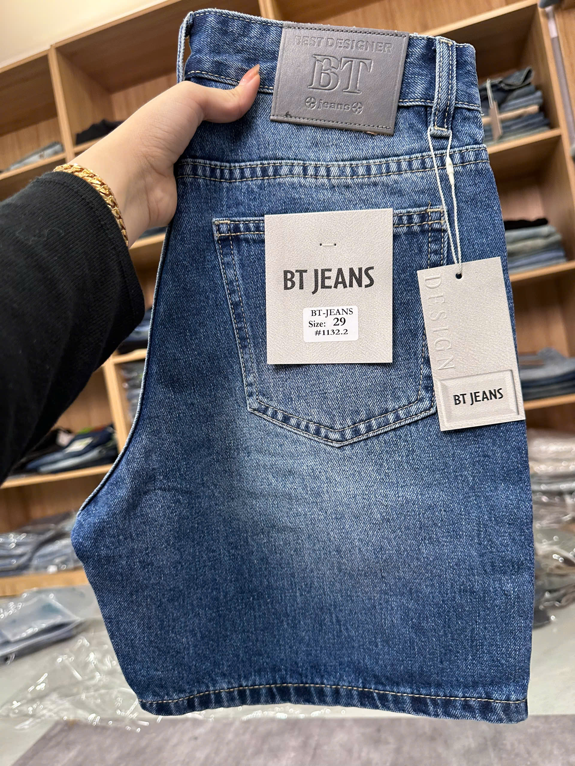 Quần short jeans trơn không giãn cao cấp Ms 1132.2