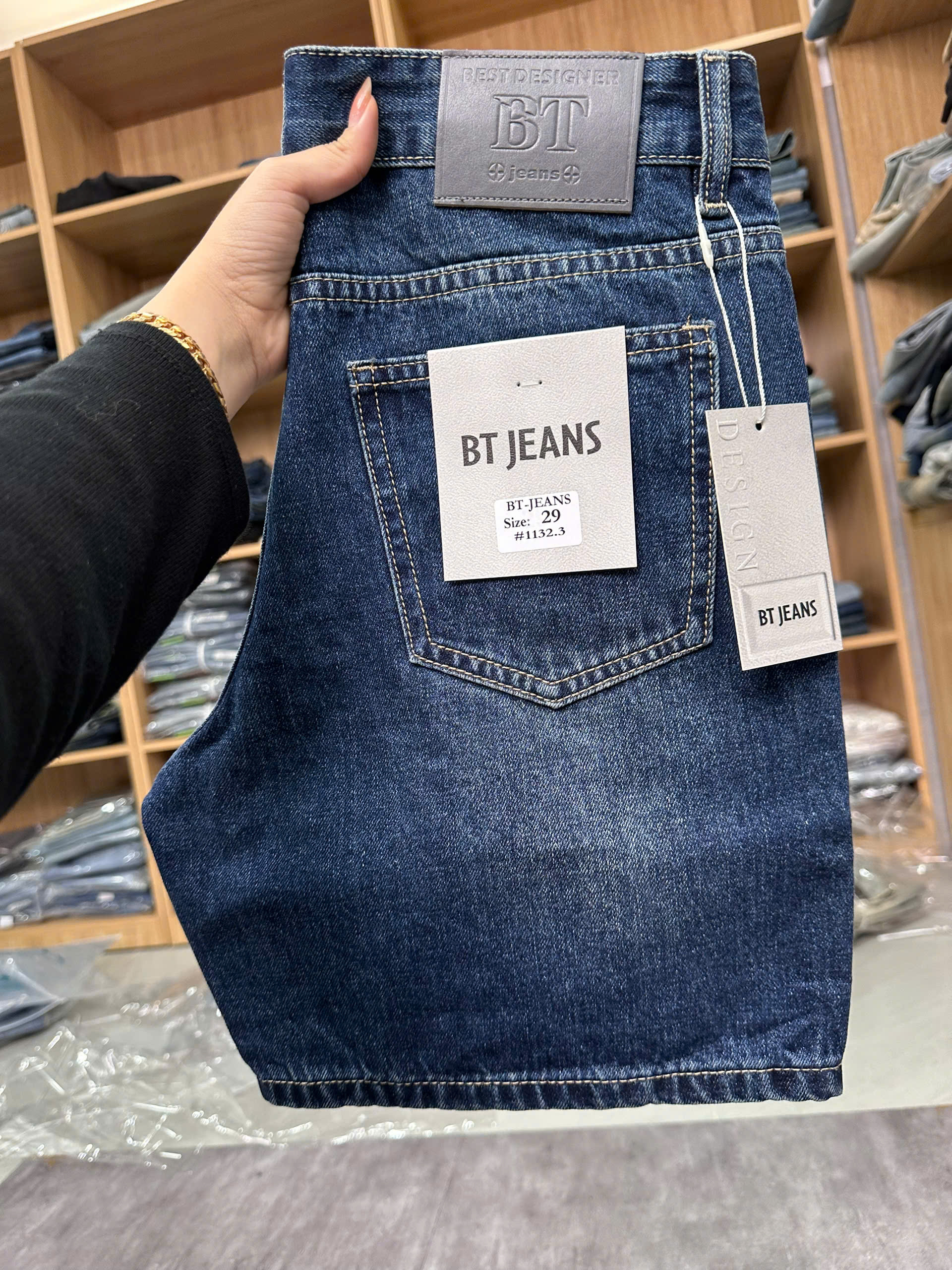 Quần short jeans trơn không giãn cao cấp Ms 1132.3