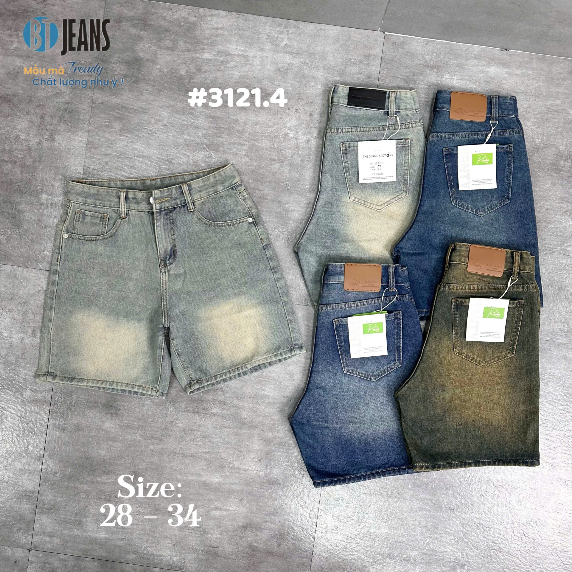 Quần short jeans trơn không giãn Ms 3121.4