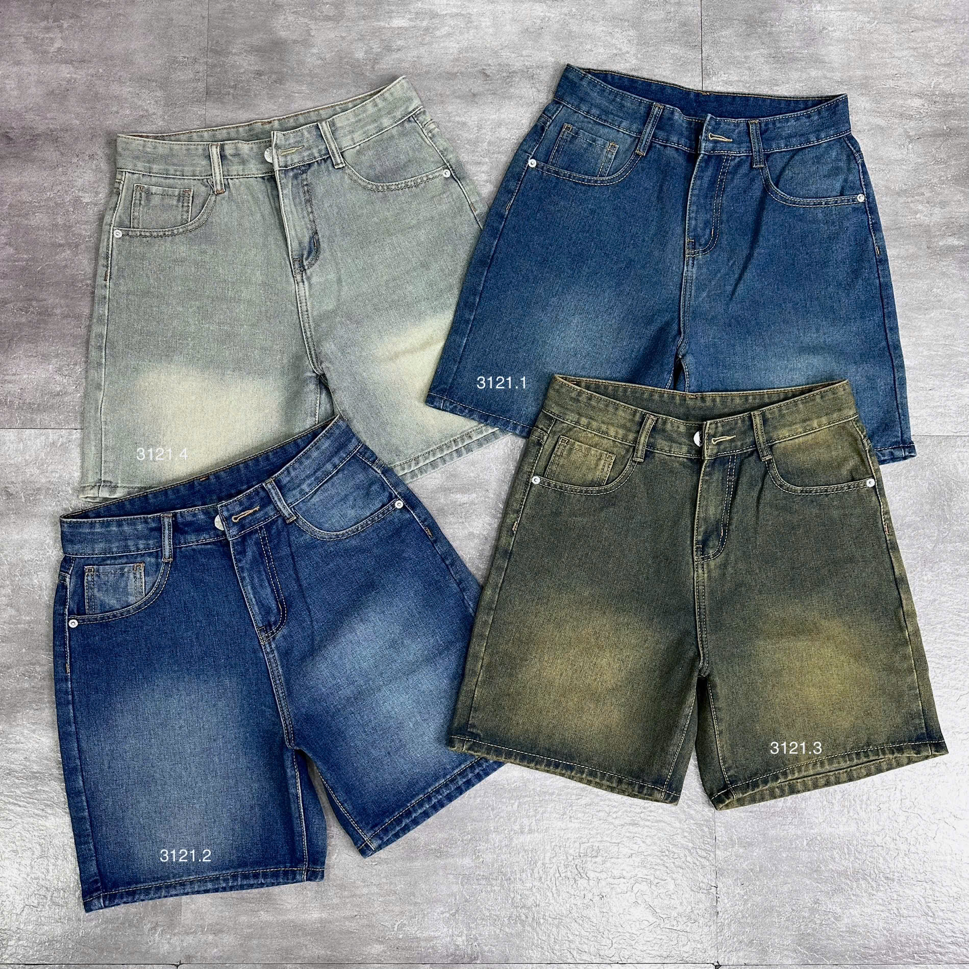 Quần short jeans trơn không giãn Ms 3121.4