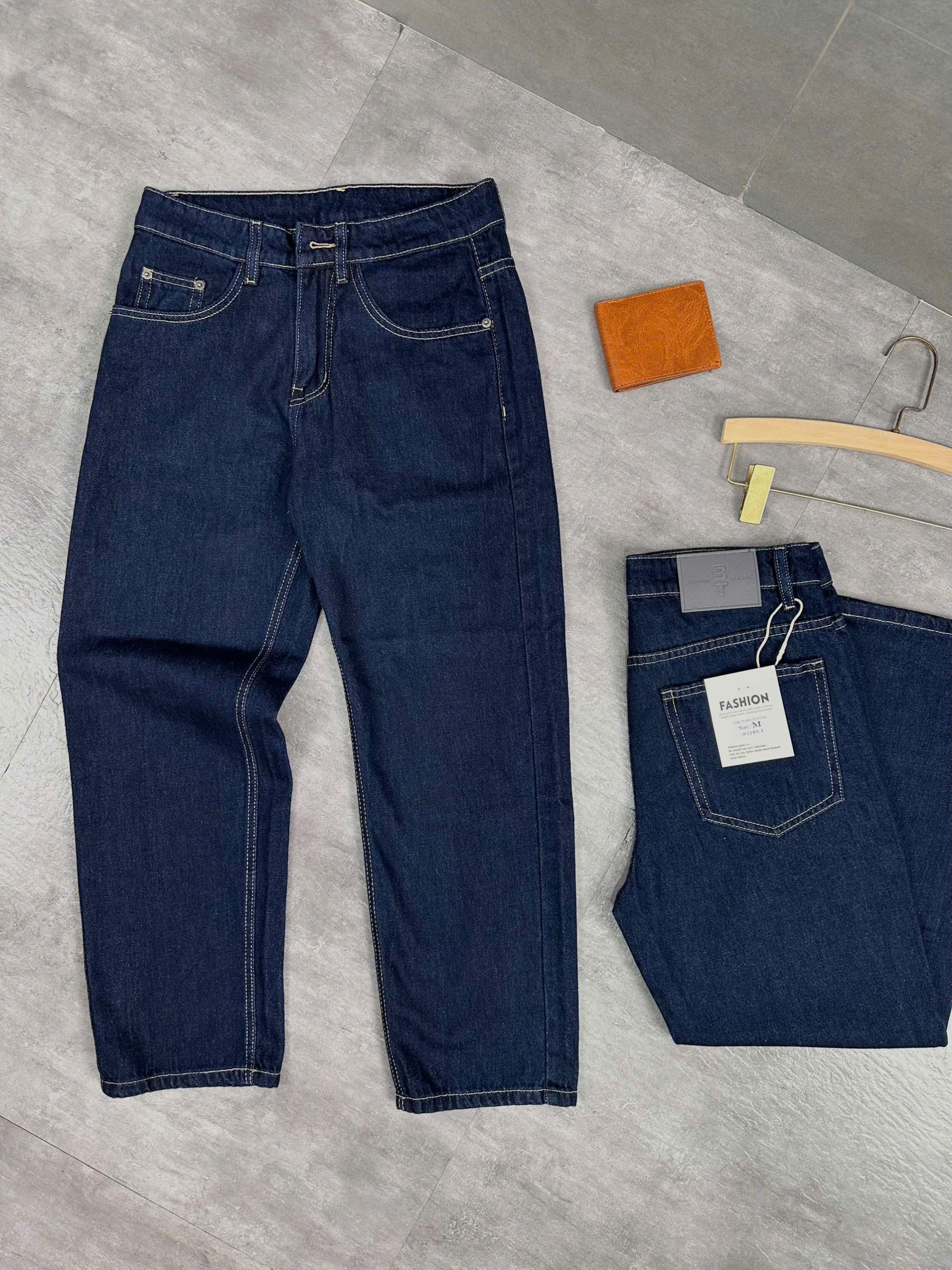 Quần jean nam cotton suông indigo không giãn Ms 1140.1