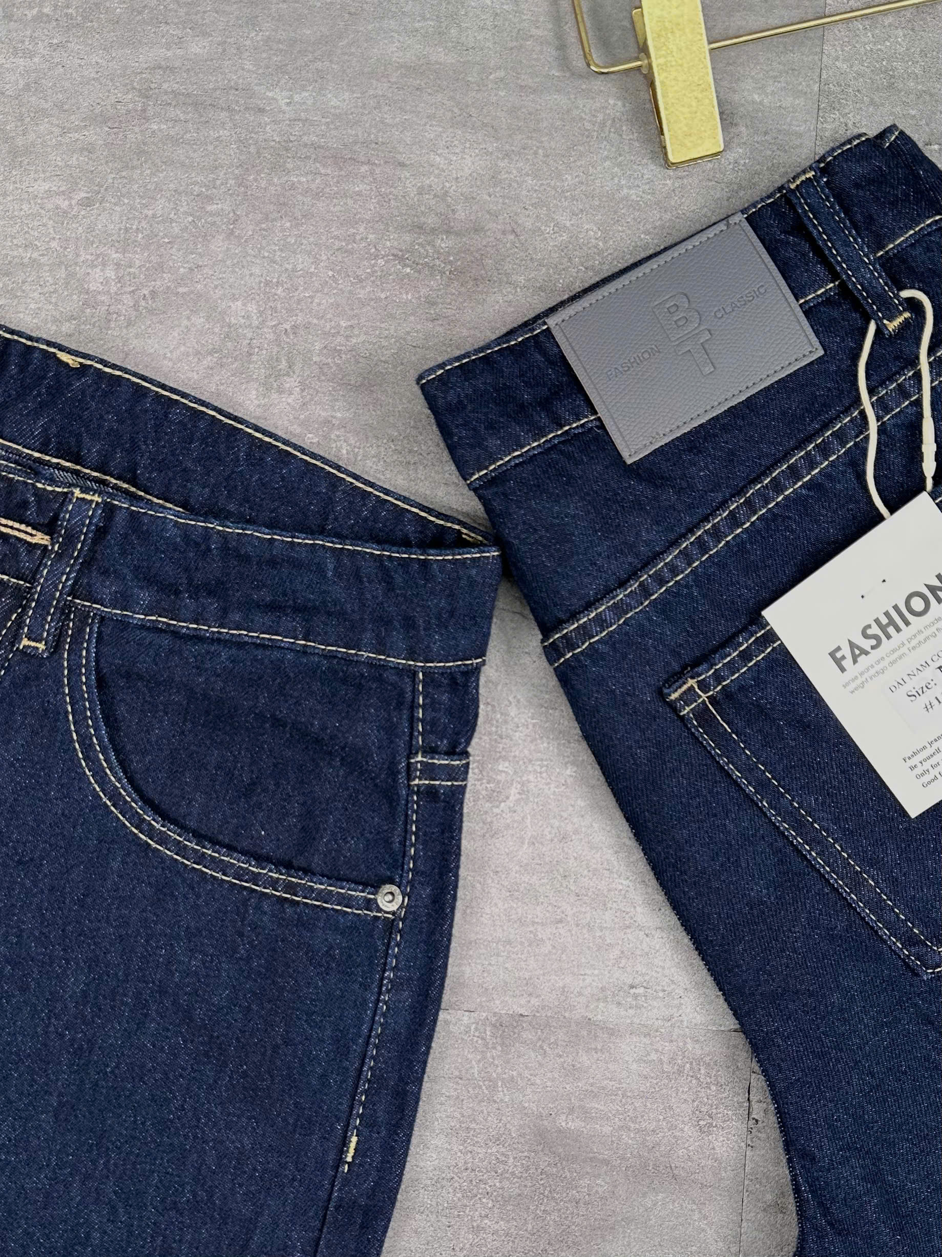 Quần jean nam cotton suông indigo không giãn Ms 1140.1