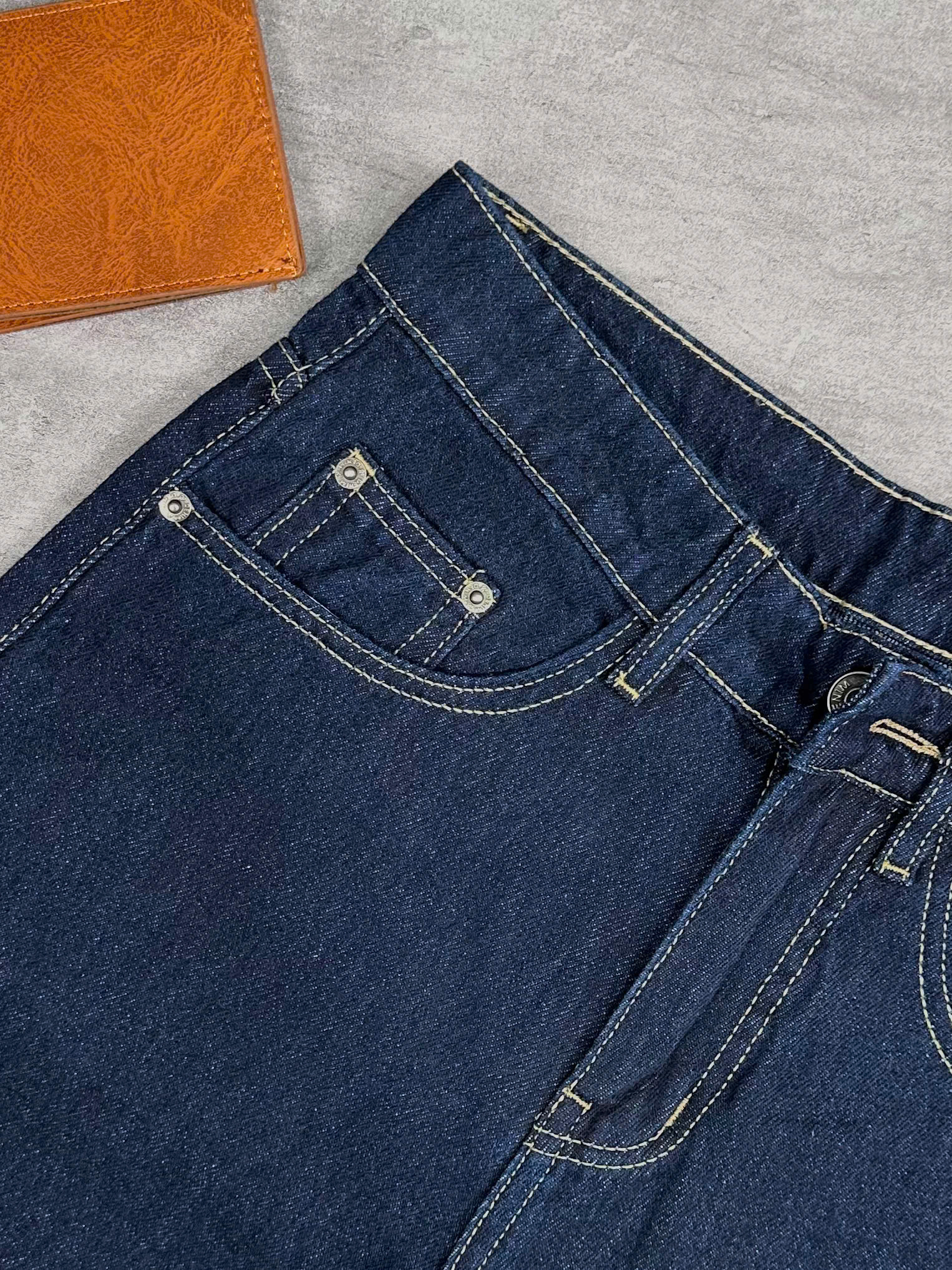 Quần jean nam cotton suông indigo không giãn Ms 1140.1