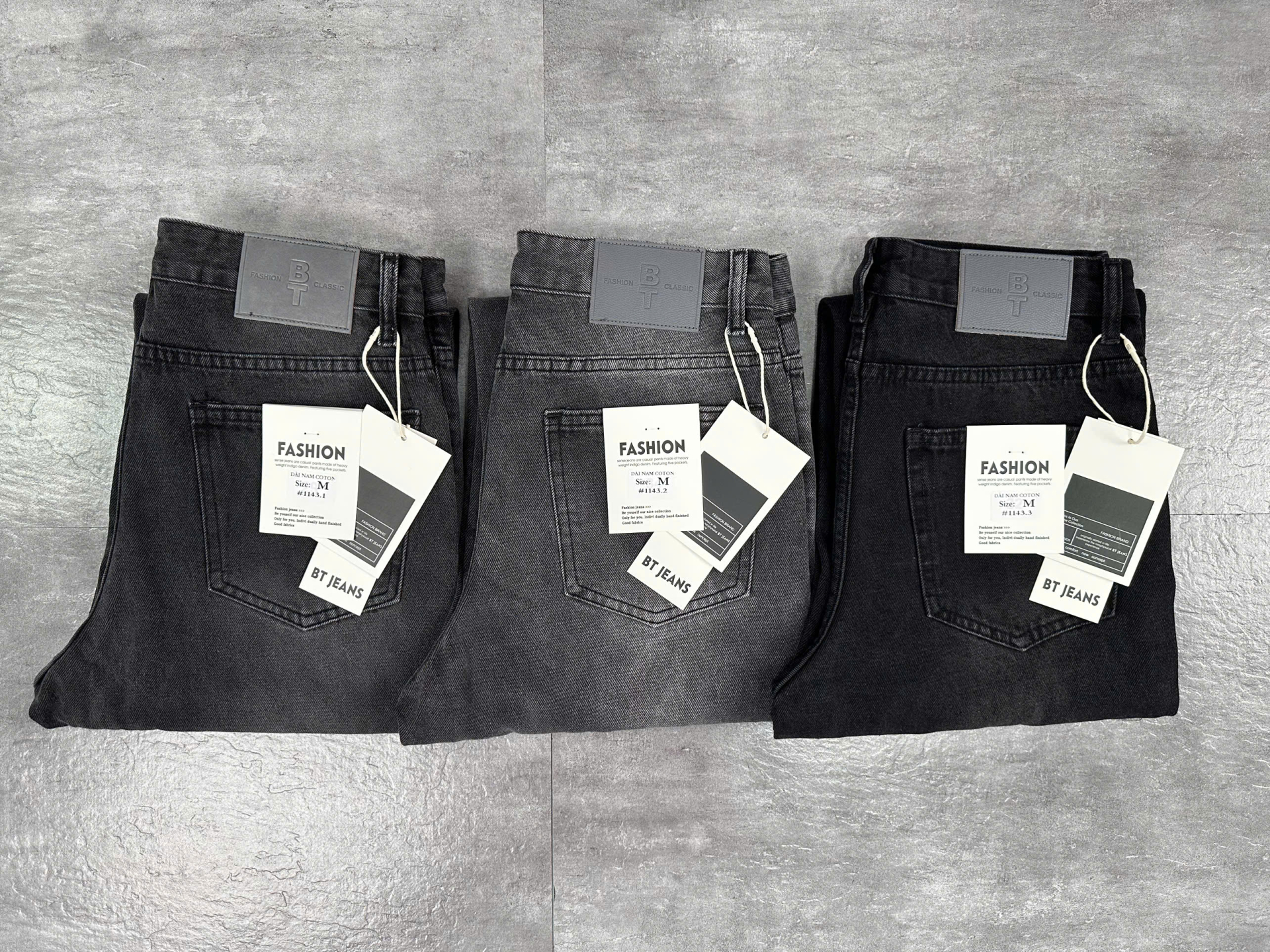 Quần jean nam cotton suông xám không giãn Ms 1143.2
